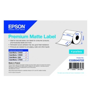 Epson Premium Matte Label - Die-cut Roll: 102mm x 51mm, 2310 labels