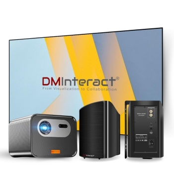 DMInteract 4000 Lumens DLP Laser Smart Projector With 120" ALR Black Crystal Projector Screen & 100W Wireless Multi-Room Smart Hi-Fi Speakers